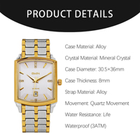 Montre à quartz Moissanite pour homme 909 Fashion Business, montre de luxe avec diamants pour homme, montre-bracelet carrée classique étanche avec date, cadeau