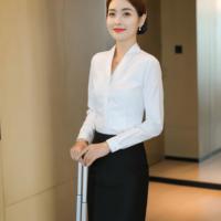 Tenue d'hôtesse de l'air blanche pour femmes : chemise, pantalon, jupe, uniforme d'hôtesse de l'air