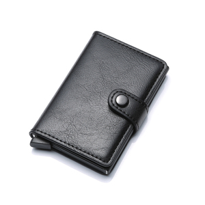 Smart Wallet Carbon Fiber Multifunctional Card Case Anti-theft PU Leather Aluminum Box RFID Double Boxes Card Holders