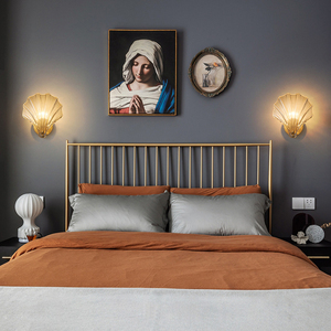 Thông Minh Thay Đổi Độ Sáng Đèn Tường Rắn Đồng 3 Màu Nhiệt Độ <span class=keywords><strong>LED</strong></span> San Hô Thủy Tinh Ánh Sáng Cho Phòng Ngủ Đầu Giường Phòng Khách Chiếu Sáng - Product Image 1