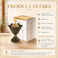 Brûleur d'encens en résine, coffret cadeau, art et culture chinoise, arabe, indienne, brûleur de Bakhoor décoratif vintage, ornement parfumé pour la maison
