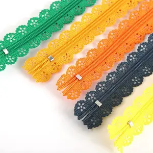 New Hot Sale Beaded Gold Vintage Lace Zipper Inches 20 Cm Customized 13Color Set