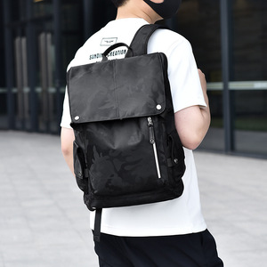 Men's Korean Style Laptop <b>Backpack</b> Large Capacity USB Interface Trendy Personality Waterproof Fashionable Polyester for Students - Product Image 3