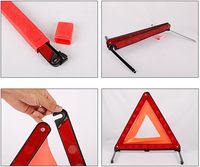 Panneau d'avertissement de voiture triple triangle réfléchissant, panneau de panne de triangles d'avertissement d'urgence pliable, bord de route de sécurité