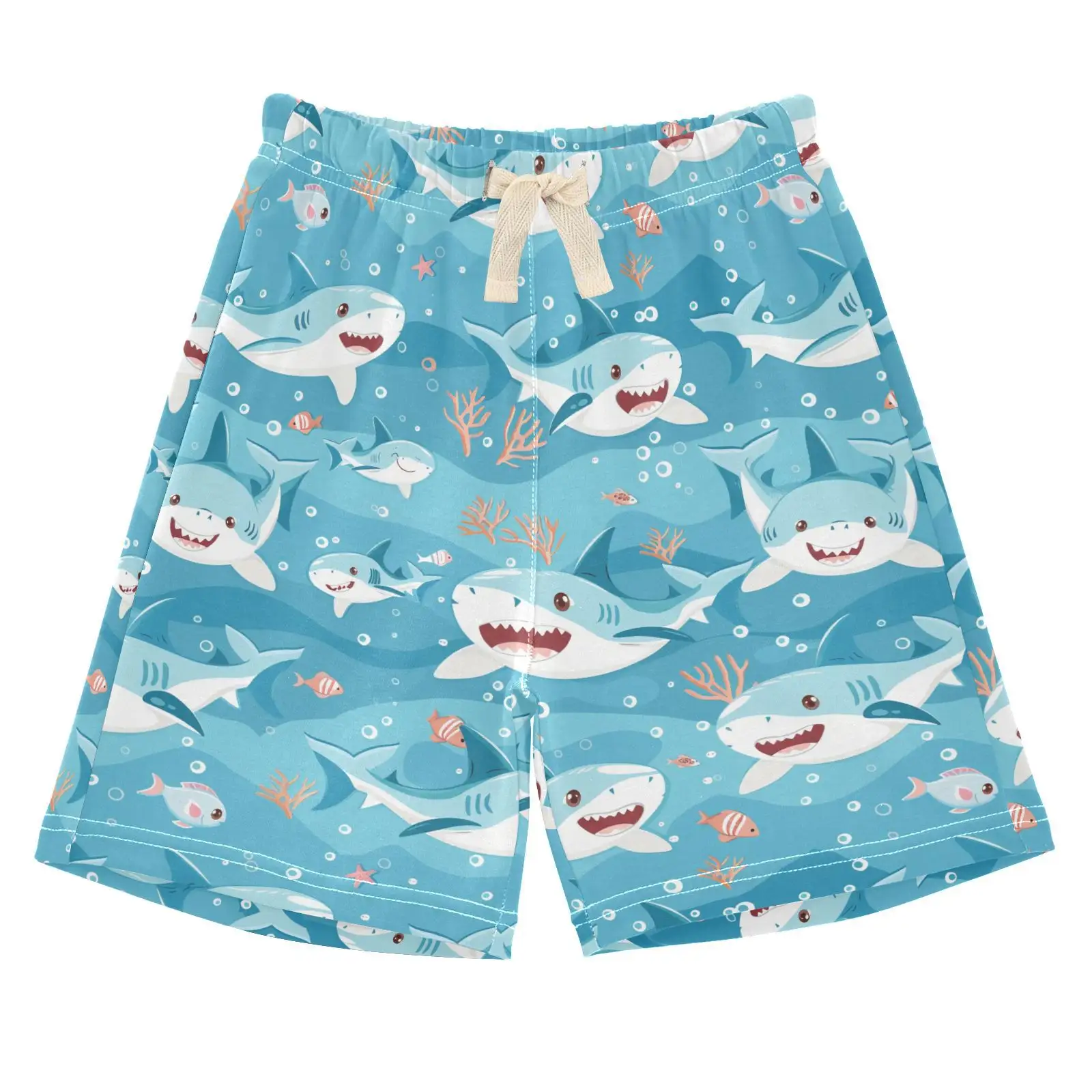 Pantalon d'été mignon en coton personnalisé dessin animé requins imprimer garçons pantalons enfants enfants shorts pour tout-petits