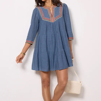 2025 vente en gros couleur personnalisée coton Denim Mini été Jean robes pour dames