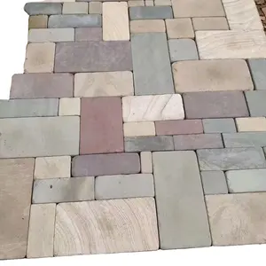 Natural Sandstone Cobblestones For Paving In The Garden Public Area Or Resiential Area Cobblestones Paving Paver Mat For Sale