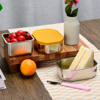 Boîte à bento pour enfants en acier inoxydable étanche portable réutilisable de qualité supérieure avec couvercle en silicone récipient de stockage des aliments