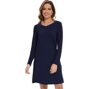Chemise de nuit personnalisée pour femme en viscose de bambou, manches longues, légère, grande taille S à 4X - Product Image 3