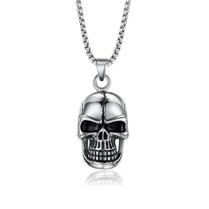 wish non-mainstream exaggerated personality oversized skull stainless steel necklace men's fashion fashion jewelry wholesale