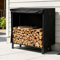 Support de rangement pour bûches en fer avec housse imperméable, support robuste pour foyer intérieur, patio, véranda, jardin