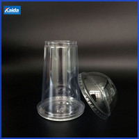 Gobelets en plastique transparent avec couvercles, logo personnalisé, 16 oz (500 ml), pour bière, jus, milk-shake, brandy, tequila, thé, café