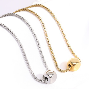 Stainless <b>Steel</b> <b>Ball</b> Pendant Necklace 12mm Geometric Design Everyday Wear Silver Gold Color Option - Product Image 1