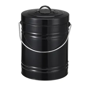 Kitchen Metal Bucket Compost Steel Bin With Inner Bucket And Lid