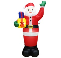 Père Noël gonflable LED de Noël 1,8 m avec Père Noël et bonhomme de neige offrant un cadeau pour la décoration extérieure du Nouvel An et de Noël
