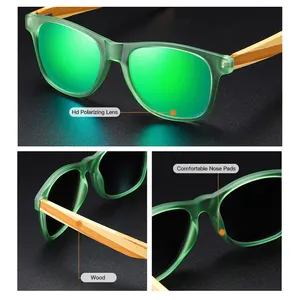 New Factory Wholesale Fashion Classic Design Polarized Unisex Square UV400 Sun Glasses Wood Sunglasses