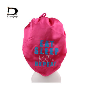 Bonnet en satin réglable avec impression <span class=keywords><strong>de</strong></span> logo personnalisé avec bande à nouer en strass - Product Image 3