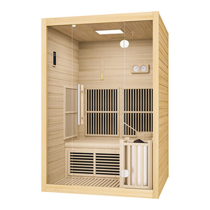 Luxus Glastür Sauna Dampfbad Kombination Panorama Infrarot Haus 1-2 Personen Innen kombination Sauna raum - Product Image 4