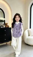 Veste décontractée en fausse fourrure écologique pour enfants avec col mandarin, épaisse, 100 % polyester, fermeture éclair