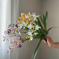 Bunga Anggrek Mini 3 Tangkai Buatan Tiruan Sentuhan Realistis, Simulasi Sutra Lembut 51cm, Dekorasi Rumah, Meja, Pernikahan, Pesta