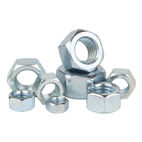 Écrous hexagonaux standard en boîte, zingués (blancs) / finition naturelle, classe 4, grade métrique M3 GB52 pour applications minières