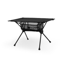 Table de camping moderne et compacte pour la randonnée, le barbecue et la plage - Pliable en aluminium avec plateau en bois pour le backpacking