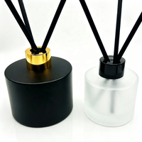 Diffuseur d'arômes de parfum de luxe noir mat, flacon de 100 ml, 200 ml, couvercle en aluminium carré avec pulvérisateur à pompe