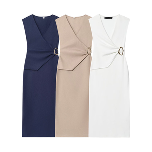 2025 estate popolare stile europeo americano in abbigliamento da donna alla moda <span class=keywords><strong>abito</strong></span> Slim doppio petto in snello 5067151 realizzato in raso - Product Image 1