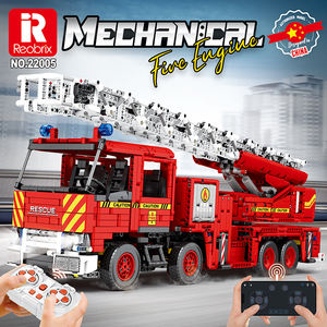 Reobrix 22005 <span class=keywords><strong>City</strong></span> <span class=keywords><strong>Fire</strong></span> Series Camion-échelle télécommandé Blocs de construction DIY Modèle d'assemblage de camion de pompiers - Product Image 2
