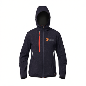 Veste Softshell TTAKE noire à capuche respirante et sportive avec fermeture éclair pour toutes les saisons - Product Image 2