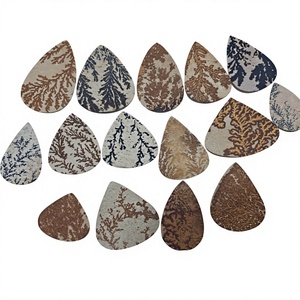 Cabujones de Piedras Preciosas Orgánicas en Forma de Gota de Agua, con Patrón de Hoja de Druzy Natural del Desierto, Piedras Sueltas Certificadas por IGI, Origen Sudáfrica - Product Image 1