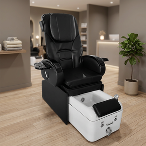 Sillón de masaje con calefacción para espalda y pies, silla de pedicura ajustable con tina para spa de pies, sillón de masaje de cuero PU para uso en salón. - Product Image 1