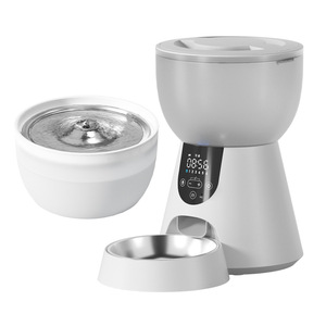 Petwant Automatic Pet Feeding Kit 4L Feeder 3L Water Dispenser Button Model Cat Dog Us Plug Detachable - Product Image 2