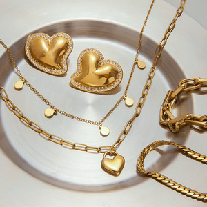 Conjunto de Collar con Colgante de Corazón de Acero Inoxidable, Joyería Unisex, Regalo - Product Image 4