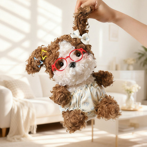 Peluche Cucciolo Riccio Personalizzato OEM/ODM con Pannolino - Simpatico Cane Marrone Imbottito Personalizzabile per Bambini e Regali - Product Image 2
