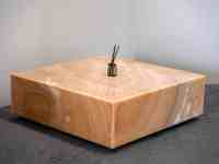 Table basse carrée en marbre onyx miel naturel SH STONE, plateau poli, cube, plateforme basse, table centrale en pierre, luxe pour salon