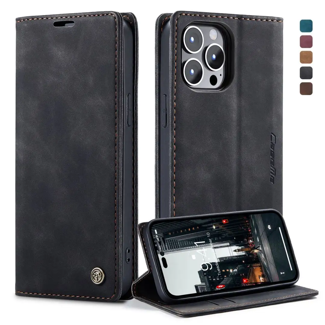Retro Wallet Case for Galaxy S23 Ultra A24 Pocket Card Holder Wallet Magnet Leather Back Cover for iPhone 14 Pro Max Phone Case