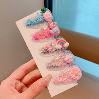 Barrettes en plastique pour enfants, accessoires de cheveux pour filles, pinces latérales pour fête, barrettes mignonnes pour bébés et enfants, barrettes BB princesse à sable mouvant