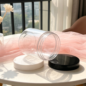 2oz 4oz 8oz 8 oz Body Lip Scrub PET Frosted Plastic Clear Cosmetics Jar with Gold Cap White Lid - Product Image 4