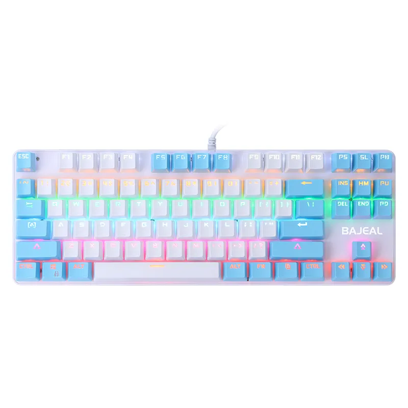 K100 pink blue 87-key mechanical keyboard plus disk USB interface suspended button wired gaming keyboard