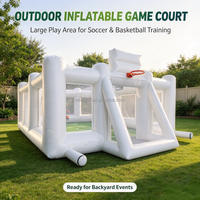 Terrain de sport gonflable blanc, terrain de football et de basketball gonflable, grande arène de jeu gonflable pour location de fête, jeu en plein air pour enfants et adultes