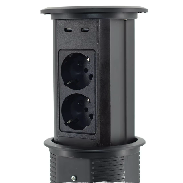Pop up Power Tower Wireless Charging 4 EU Power Outlets USB Port Kitchen Industrial Tabletop Furniture Accessory