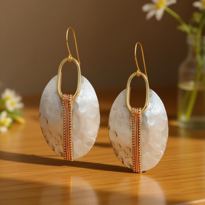 E923 Orecchini pendenti geometrici placcati in argento, gioielli di moda in lega stile bohémien da donna - Product Image 2