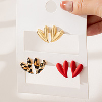 Juego de Aretes de Corazón para Mujer, Diseño Clásico, Estilo Lujoso, Aleación, Multipack, para el Día de San Valentín y Fiestas