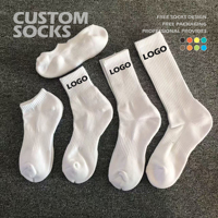 Qualité luxe personnalisé blanc lettre équipage chaussettes concepteur athlétique Sport hommes chaussettes broderie impression chaussettes personnalisées