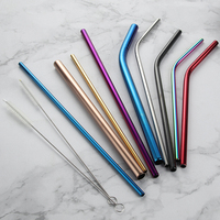 Pailles à boire en acier inoxydable larges et réutilisables, pailles en métal doré pour Bubble Tea