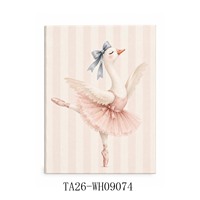 Décoration murale personnalisée pour enfants en toile, motifs animaux de ballet roses, imprimés UV, encadrés en MDF, pour chambre d'enfant