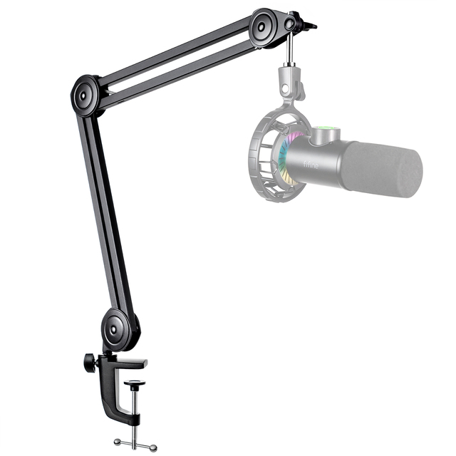 For BM63 Aluminium Alloy & Metal Desktop Adjustable Boom Mic Arm Flexible Folding Suspension Stand Durable Clamp 5/8'' Holder