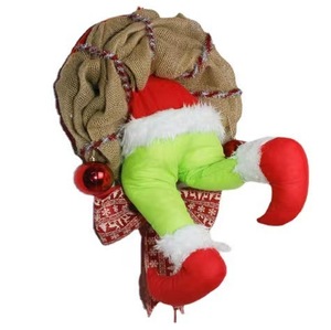 2024 moderno tessuto di lino ghirlanda porta Chic tema natalizio per Noel Navidad Natale ladro Natale decorazioni natalizie - Product Image 1