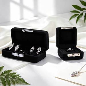 Jewelry Gift Packaging Box Velvet Lined with Snap Closure & Custom Logo for Necklaces <b>Rings</b> Pendants - Product Image 3